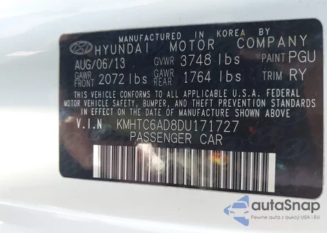 2013 Hyundai Veloster z USA, uszkodzony, nr VIN KMHTC6AD8DU171727